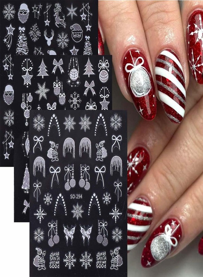 SWEET TREND 9 Sheets Christmas Nail Stickers: 3D Self-Adhesive Xmas Nail Art Decals - Christmas Tree Snowflake Star Reindeer Santa Designs - Holiday Winter Manicure Decorations for Women - Image 3